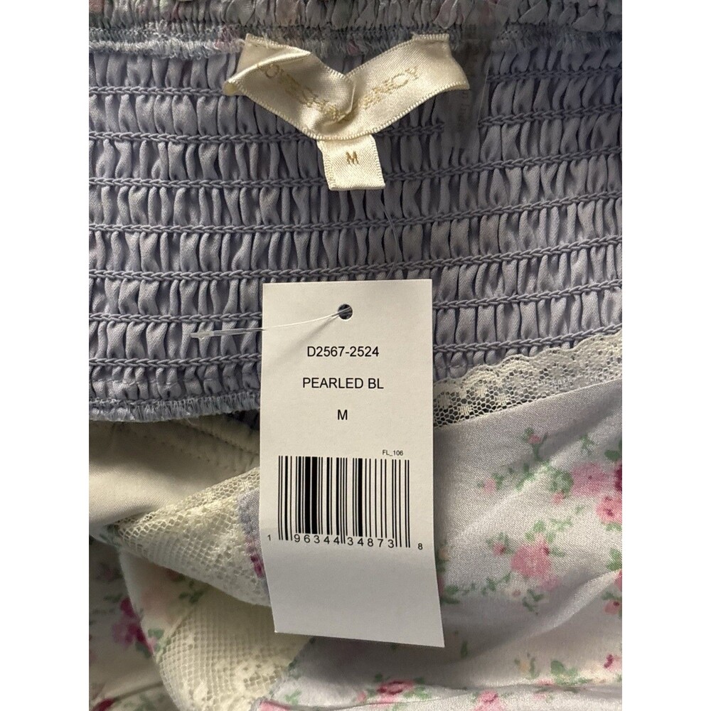 Loveshackfancy Prim Halterneck Floral Silk Minidress Pearled Blue Medium AUTH - Picture 6 of 7